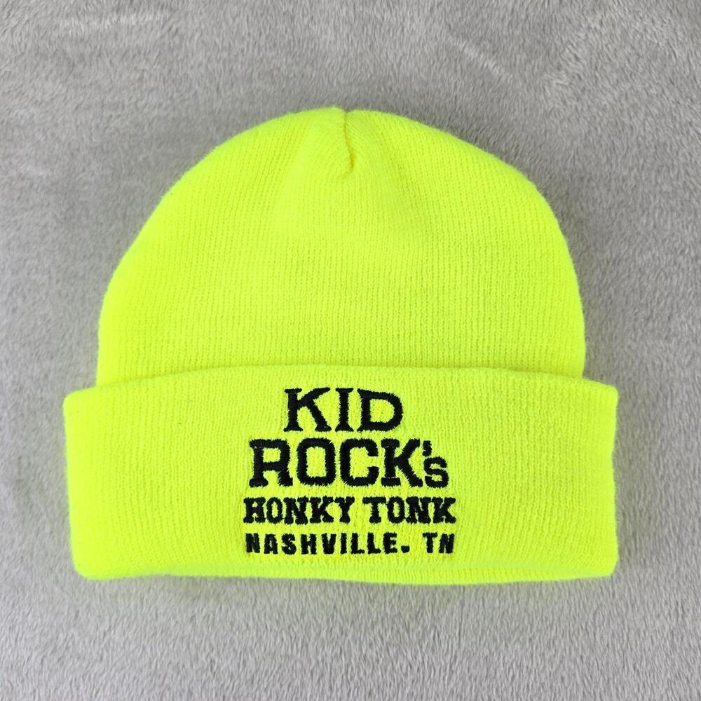Kid Rock Honky Tonk Beanie Hat Cap Mens One Size Neon Yellow Green